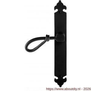 GPF Bouwbeslag Smeedijzer GPF6255.60L blind Sula deurkruk gatdeel op langschild 291x41x4 mm linkswijzend smeedijzer zwart - A21009539 - afbeelding 1
