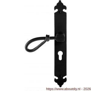 GPF Bouwbeslag Smeedijzer GPF6255.60L PC55 Sula deurkruk gatdeel op langschild 291x41x4 mm linkswijzend smeedijzer zwart - A21009541 - afbeelding 1