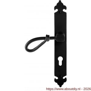 GPF Bouwbeslag Smeedijzer GPF6255.60L PC72 Sula deurkruk gatdeel op langschild 291x41x4 mm linkswijzend smeedijzer zwart - A21009543 - afbeelding 1