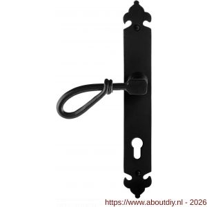 GPF Bouwbeslag Smeedijzer GPF6255.60L PC85 Sula deurkruk gatdeel op langschild 291x41x4 mm linkswijzend smeedijzer zwart - A21009545 - afbeelding 1