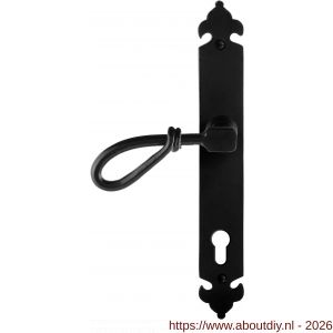 GPF Bouwbeslag Smeedijzer GPF6255.60L PC92 Sula deurkruk gatdeel op langschild 291x41x4 mm linkswijzend smeedijzer zwart - A21009547 - afbeelding 1