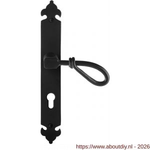 GPF Bouwbeslag Smeedijzer GPF6255.60R PC72 Sula deurkruk gatdeel op langschild 291x41x4 mm rechtswijzend smeedijzer zwart - A21009544 - afbeelding 1