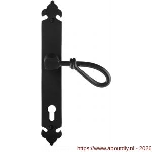 GPF Bouwbeslag Smeedijzer GPF6255.60R PC92 Sula deurkruk gatdeel op langschild 291x41x4 mm rechtswijzend smeedijzer zwart - A21009548 - afbeelding 1