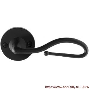 GPF Bouwbeslag Smeedijzer GPF6260.60-00R Lumi deurkruk gatdeel op rond rozet 53x5 mm rechtswijzend smeedijzer zwart - A21009599 - afbeelding 1