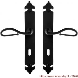GPF Bouwbeslag Smeedijzer GPF6260.60 BB72 Lumi deurkruk op langschild 291x41x4 mm smeedijzer zwart - A21009550 - afbeelding 1