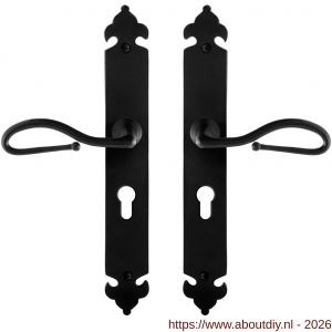 GPF Bouwbeslag Smeedijzer GPF6260.60 PC55 Lumi deurkruk op langschild 291x41x4 mm smeedijzer zwart - A21009552 - afbeelding 1