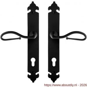 GPF Bouwbeslag Smeedijzer GPF6260.60 PC85 Lumi deurkruk op langschild 291x41x4 mm smeedijzer zwart - A21009554 - afbeelding 1