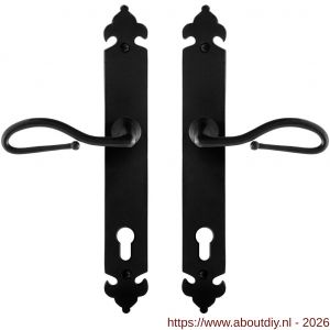 GPF Bouwbeslag Smeedijzer GPF6260.60 PC92 Lumi deurkruk op langschild 291x41x4 mm smeedijzer zwart - A21009555 - afbeelding 1
