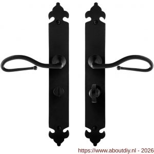 GPF Bouwbeslag Smeedijzer GPF6260.60 WC57/5 Lumi deurkruk op langschild 291x41x4 mm smeedijzer zwart - A21009557 - afbeelding 1