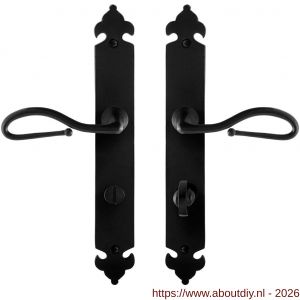 GPF Bouwbeslag Smeedijzer GPF6260.60 WC72/8 Lumi deurkruk op langschild 291x41x4 mm smeedijzer zwart - A21009559 - afbeelding 1