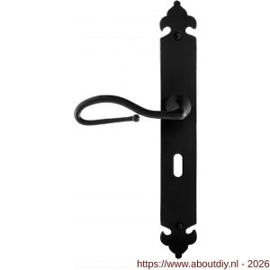 GPF Bouwbeslag Smeedijzer GPF6260.60L BB72 Lumi deurkruk gatdeel op langschild 291x41x4 mm linkswijzend smeedijzer zwart - A21009562 - afbeelding 1
