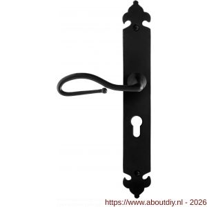 GPF Bouwbeslag Smeedijzer GPF6260.60L PC55 Lumi deurkruk gatdeel op langschild 291x41x4 mm linkswijzend smeedijzer zwart - A21009566 - afbeelding 1