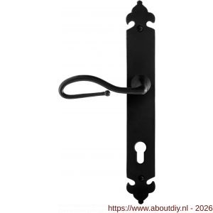 GPF Bouwbeslag Smeedijzer GPF6260.60L PC85 Lumi deurkruk gatdeel op langschild 291x41x4 mm linkswijzend smeedijzer zwart - A21009570 - afbeelding 1