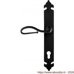 GPF Bouwbeslag Smeedijzer GPF6260.60L PC92 Lumi deurkruk gatdeel op langschild 291x41x4 mm linkswijzend smeedijzer zwart - A21009572 - afbeelding 1