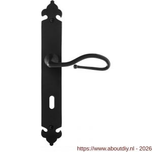 GPF Bouwbeslag Smeedijzer GPF6260.60R BB72 Lumi deurkruk gatdeel op langschild 291x41x4 mm rechtswijzend smeedijzer zwart - A21009563 - afbeelding 1