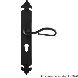 GPF Bouwbeslag Smeedijzer GPF6260.60R PC55 Lumi deurkruk gatdeel op langschild 291x41x4 mm rechtswijzend smeedijzer zwart - A21009567 - afbeelding 1