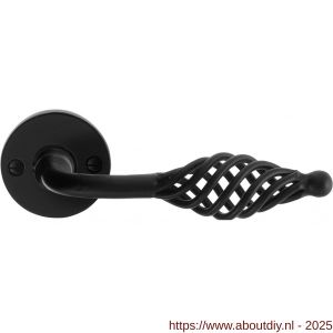 GPF Bouwbeslag Smeedijzer 6265.60-00 Tane deurkruk op rond rozet 53x5 mm smeedijzer zwart - A21009019 - afbeelding 1