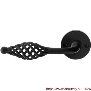 GPF Bouwbeslag Smeedijzer GPF6265.60-00L/R Tane deurkruk gatdeel op rond rozet 53x5 mm links-rechtswijzend smeedijzer zwart - A21009600 - afbeelding 1