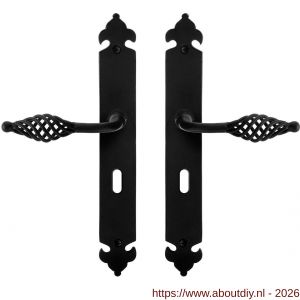 GPF Bouwbeslag Smeedijzer GPF6265.60 BB56 Tane deurkruk op langschild 291x41x4 mm BB56 smeedijzer zwart - A21009574 - afbeelding 1