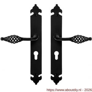 GPF Bouwbeslag Smeedijzer GPF6265.60 PC55 Tane deurkruk op langschild 291x41x4 mm PC55 smeedijzer zwart - A21009577 - afbeelding 1