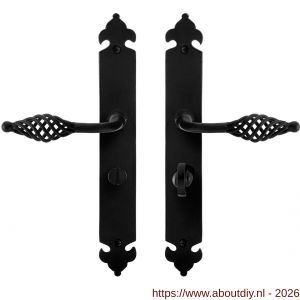 GPF Bouwbeslag Smeedijzer GPF6265.60 WC57/5 Tane deurkruk op langschild 291x41x4 mm WC57/5 smeedijzer zwart - A21009582 - afbeelding 1