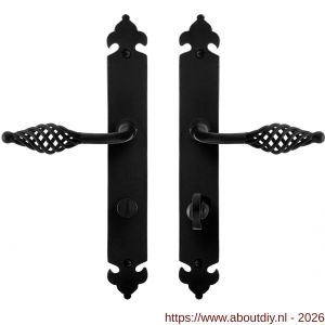 GPF Bouwbeslag Smeedijzer GPF6265.60 WC72/8 Tane deurkruk op langschild 291x41x4 mm WC72/8 smeedijzer zwart - A21009584 - afbeelding 1