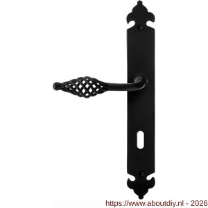 GPF Bouwbeslag Smeedijzer GPF6265.60L/R BB72 Tane deurkruk gatdeel op langschild 291x41x4 mm BB72 links-rechtswijzend smeedijzer zwart - A21010435 - afbeelding 1