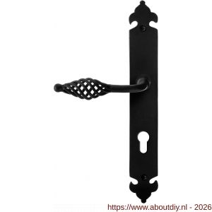 GPF Bouwbeslag Smeedijzer GPF6265.60L/R PC72 Tane deurkruk gatdeel op langschild 291x41x4 mm PC72 links-rechtswijzend smeedijzer zwart - A21010437 - afbeelding 1
