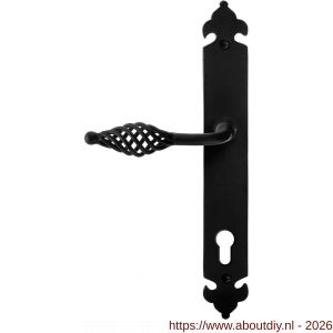 GPF Bouwbeslag Smeedijzer GPF6265.60L/R PC92 Tane deurkruk gatdeel op langschild 291x41x4 mm PC92 links-rechtswijzend smeedijzer zwart - A21010439 - afbeelding 1