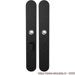 GPF Bouwbeslag ZwartWit 8100.70 XL WC55/8 groot langschild XL afgerond enkelverend 282x40x8,5 mm WC55/8 grote knop zwart - A21007549 - afbeelding 1