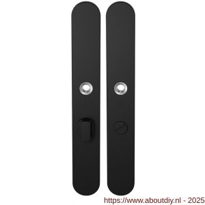GPF Bouwbeslag ZwartWit 8100.70 XL WC57/5 groot langschild XL afgerond enkelverend 282x40x8,5 mm WC57/5 grote knop zwart - A21007550 - afbeelding 1