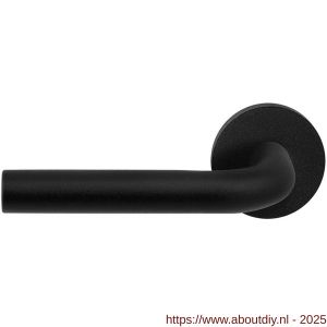 GPF Bouwbeslag ZwartWit 8200.61-00L/R Aka deurkruk gatdeel op rond rozet 50x8 mm links-rechtswijzend zwart - A21010226 - afbeelding 1