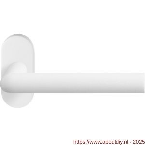 GPF Bouwbeslag ZwartWit 8212.62-04R Toi deurkruk gatdeel op ovaal rozet 70x32x10 mm rechtswijzend wit - A21013946 - afbeelding 1