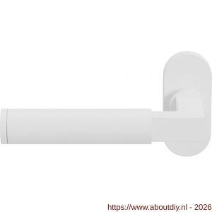 GPF Bouwbeslag ZwartWit GPF8214.62-04L Kuri deurkruk gatdeel op ovaal rozet 70x32x10 mm linkswijzend wit - A21013954 - afbeelding 1