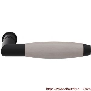 GPF Bouwbeslag ZwartWit 8255 Ika deurkruk haaks met trapezium eindknop zwart-eiken whitewash - A21002716 - afbeelding 1