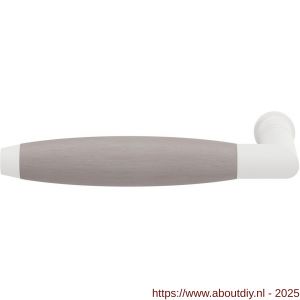 GPF Bouwbeslag ZwartWit 8278L/R XL Ika XL deurkruk gatdeel links-rechtswijzend haaks met trapezium eindknop wit-eiken whitewash - A21005853 - afbeelding 1