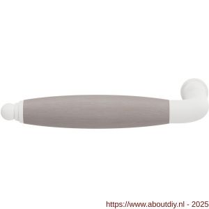 GPF Bouwbeslag ZwartWit 8283L/R XL Ika XL deurkruk gatdeel links-rechtswijzend gebogen met ronde eindknop wit-eiken whitewash - A21005857 - afbeelding 1