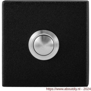 GPF Bouwbeslag ZwartWit 8827.02 beldrukker vierkant 50x50x8 mm met RVS button zwart - A21008955 - afbeelding 1