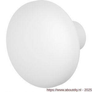 GPF Bouwbeslag ZwartWit 8957.62 S2 Paddenstoel knop 65 mm vast met knopvastzetter wit - A21011039 - afbeelding 1