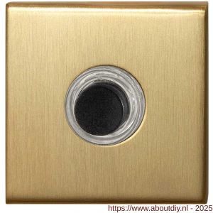 GPF Bouwbeslag PVD 9826.02P4 beldrukker vierkant 50x50x8 mm met zwarte button PVD mat messing - A21005983 - afbeelding 1