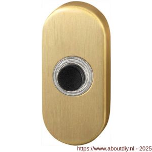 GPF Bouwbeslag PVD 9826.04P4 beldrukker ovaal 70x32x10 mm met zwarte button PVD mat messing - A21006092 - afbeelding 1