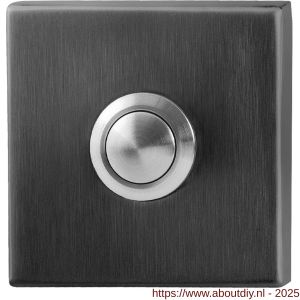 GPF Bouwbeslag PVD 9827.02P1 beldrukker vierkant 50x50x8 mm met RVS button PVD antraciet - A21008962 - afbeelding 1