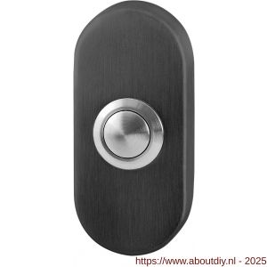 GPF Bouwbeslag PVD 9827.04P1 beldrukker ovaal 70x32x10 mm met RVS button PVD antraciet - A21008966 - afbeelding 1