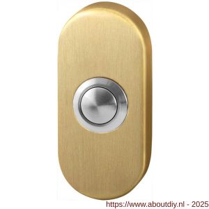 GPF Bouwbeslag PVD 9827.04P4 beldrukker ovaal 70x32x10 mm met RVS button PVD mat messing - A21008964 - afbeelding 1
