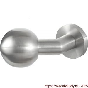 GPF Bouwbeslag RVS 9853.09-00L S5 GPF9853.09-00L verkropte kogelknop S5 55 mm met wisselstift op rond rozet linkswijzend RVS geborsteld - A21014056 - afbeelding 1