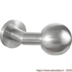 GPF Bouwbeslag RVS 9853.09-00R S5 GPF9853.09-00R verkropte kogelknop S5 55 mm met wisselstift op rond rozet rechtswijzend RVS geborsteld - A21014057 - afbeelding 1
