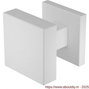 GPF Bouwbeslag ZwartWit 9856.62-02 S5 GPF9856.62-02 vierkante knop S5 53x53x16 mm met wisselstift op vierkant rozet wit - A21016486 - afbeelding 1