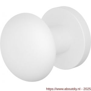 GPF Bouwbeslag ZwartWit 9859.62-00 S5 GPF9859.62-00 Paddenstoel knop S5 52 mm met wisselstift op rond rozet wit - A21016595 - afbeelding 1