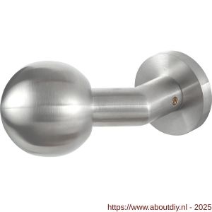 GPF Bouwbeslag RVS 9953.09-00 S2 GPF9953.09-00 verkropte kogelknop S2 55 mm met knopvastzetter met ronde rozet RVS geborsteld - A21014078 - afbeelding 1