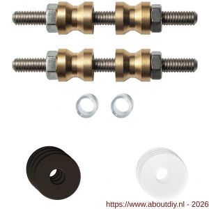 GPF Bouwbeslag Anastasius GPF9969.A1DB glasdeur set met vlak rozet 19x2 mm en 19x2 mm transparant onder rozet voor grepen met dubbelzijdige bevestiging Dark blend - A21017484 - afbeelding 1